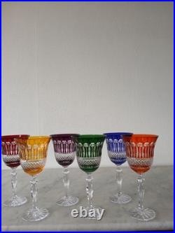 6 verres en cristal de couleur H 20CM 24CL (décor STYLE tommy de st louis) 6 verres en cristal de couleur H 20CM 24CL (décor STYLE tommy de st louis)