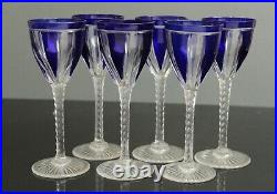 6 verres en cristal de saint louis double bleu H 16,2 cm