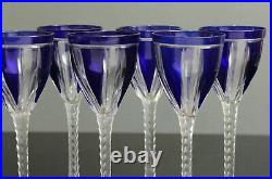 6 verres en cristal de saint louis double bleu H 16,2 cm