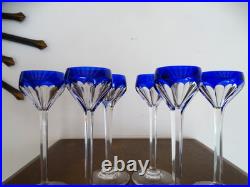 6 verres liqueurs cristal doublé bleu cobalt St Louis modèle BRISTOL 13,5 cm