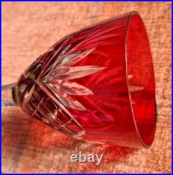 6 verres roemer cristal Saint Louis modèle Chantilly couleur rubis rouge 21,3 cm