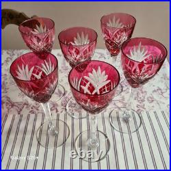 6 verres roemer cristal Saint Louis modèle Chantilly couleur rubis rouge 21,3 cm