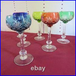 6 verres roemer cristal de st louis modèle Massenet en couleur H 16,8 cm lot 2