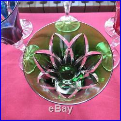 6 verres roemer de couleur en cristal de saint louis modèle Camargue