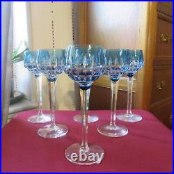 6 verres roemer en cristal de saint louis de couleur bleu modèle sylvaner signé2