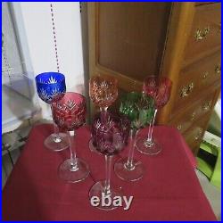6 verres roemer en cristal de saint louis en couleur taille 4147 forme 170
