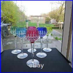 6 verres roemer en cristal de saint louis modèle sylvaner signé H 20,5 cm