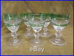 6 verres à vin cristal overlay vert saint Louis Trianon (crystal wine glasses)