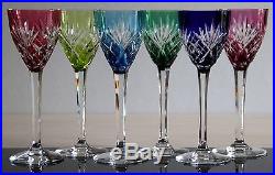 6 verres à vin du Rhin ou Roemers en cristal Saint Louis modèle chantilly