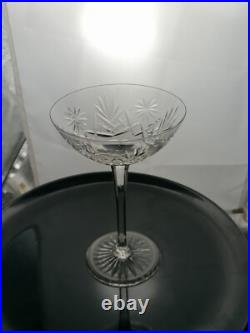 7 COUPES CHAMPAGNE CRISTAL taillé PALMETTE Pied pans coupés SAINT LOUIS