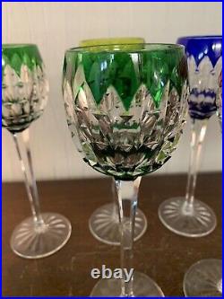 7 verres Rohmer couleur modèle cristal Saint Louis h 23.5 cm(prix la pièce)
