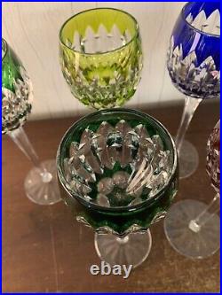 7 verres Rohmer couleur modèle cristal Saint Louis h 23.5 cm(prix la pièce)