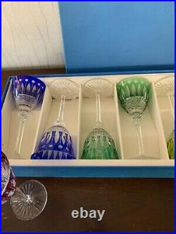 7 verres à eau couleur modèle Tommy en cristal de Saint Louis (prix à la pièce)