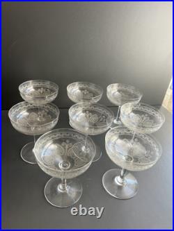 8 Coupe A Champagne En Cristal Gravé Saint Louis Modèle Pasteur Baccarat