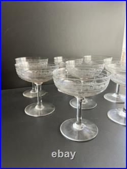 8 Coupe A Champagne En Cristal Gravé Saint Louis Modèle Pasteur Baccarat
