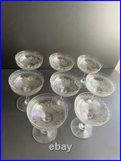 8 Coupe A Champagne En Cristal Gravé Saint Louis Modèle Pasteur Baccarat