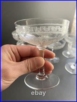 8 Coupe A Champagne En Cristal Gravé Saint Louis Modèle Pasteur Baccarat