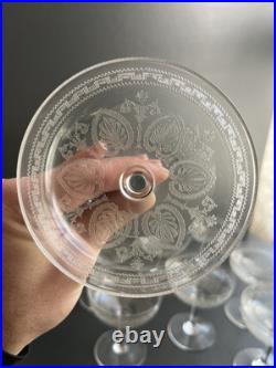 8 Coupe A Champagne En Cristal Gravé Saint Louis Modèle Pasteur Baccarat