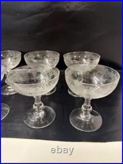 8 Coupes à champagne en cristal saint louis- Art nouveau