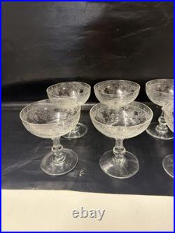 8 Coupes à champagne en cristal saint louis- Art nouveau