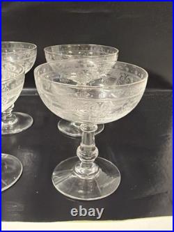 8 Coupes à champagne en cristal saint louis- Art nouveau