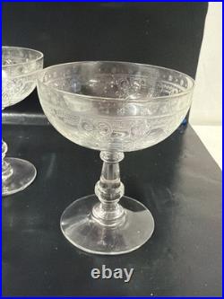 8 Coupes à champagne en cristal saint louis- Art nouveau