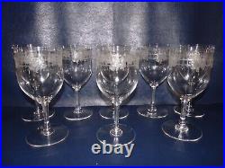 8 Verres A Vin Ou A Eau Anciens Cristal Souffle Baccarat St Louis Decor De Roses