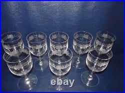 8 Verres A Vin Ou A Eau Anciens Cristal Souffle Baccarat St Louis Decor De Roses