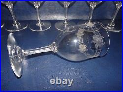 8 Verres A Vin Ou A Eau Anciens Cristal Souffle Baccarat St Louis Decor De Roses