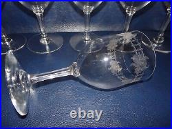 8 Verres A Vin Ou A Eau Anciens Cristal Souffle Baccarat St Louis Decor De Roses