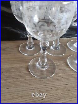 8 ancien Verres A Vin Gravé Soufflé Baccarat St Louis