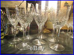 8 anciens verres a vin a eau cristal taillé art deco 1940 st louis feuille