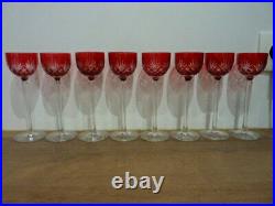 8 rare grands verres anciens à liqueur Saint Louis Massenet 16,5 cm