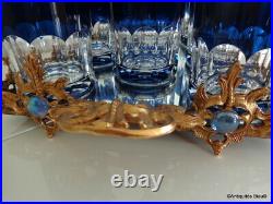 8 verres à Whisky bleu St Louis Cristal parfait état avec plateau