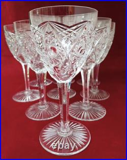 9 VERRES à VIN en CRISTAL TAILLE, Haut 16 cm BACCARAT, SAINT LOUIS