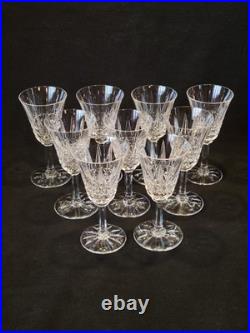 9 Verres À Vin Blanc / Porto St Saint Louis Modèle Tarn En Cristal Taillé Signé