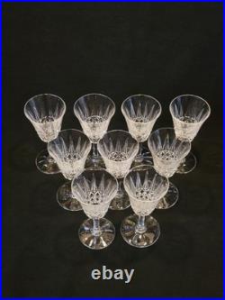 9 Verres À Vin Blanc / Porto St Saint Louis Modèle Tarn En Cristal Taillé Signé