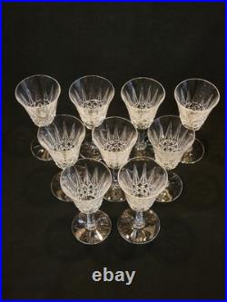 9 Verres À Vin Blanc / Porto St Saint Louis Modèle Tarn En Cristal Taillé Signé