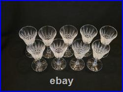 9 Verres À Vin Blanc / Porto St Saint Louis Modèle Tarn En Cristal Taillé Signé