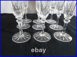 9 flutes à champagne en cristal St Louis signé modèle Provence H 20,5 cm