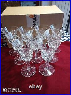 9 verres à vin rouge ou eau cristal SAINT LOUIS mod Camargue, 15,2 cm, signé