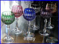 Ancien 6 Verres A Vin En Cristal Double De Couleurs Baccarat St. Louis Trianon
