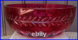 ANCIEN COUPE SALADIER CRISTAL COULEUR ROUGE Belle Epoque Saint-Louis