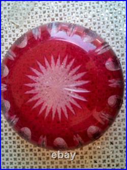 ANCIEN COUPE SALADIER CRISTAL COULEUR ROUGE Belle Epoque Saint-Louis