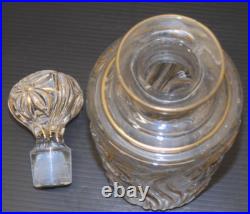 - ANCIEN SERVICE de TOILETTE CRISTAL SAINT LOUIS Fleurs de Violette dorure D