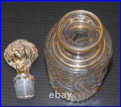 - ANCIEN SERVICE de TOILETTE CRISTAL SAINT LOUIS Fleurs de Violette dorure D
