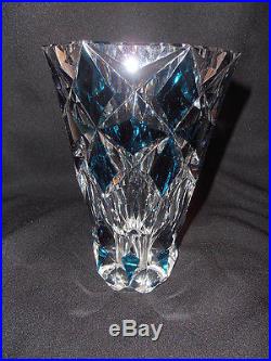 Ancien Vase En Cristal Taille Bleu Signe St Louis