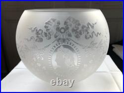 Abat-jour globes cristal Gravé lampe Baccarat St Louis décor floral portrait