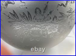 Abat-jour globes cristal Gravé lampe Baccarat St Louis décor floral portrait