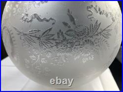 Abat-jour globes cristal Gravé lampe Baccarat St Louis décor floral portrait